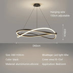 Minimalist Curve Ring LED Pendant Light for Living Dining Bedroom Chandelier