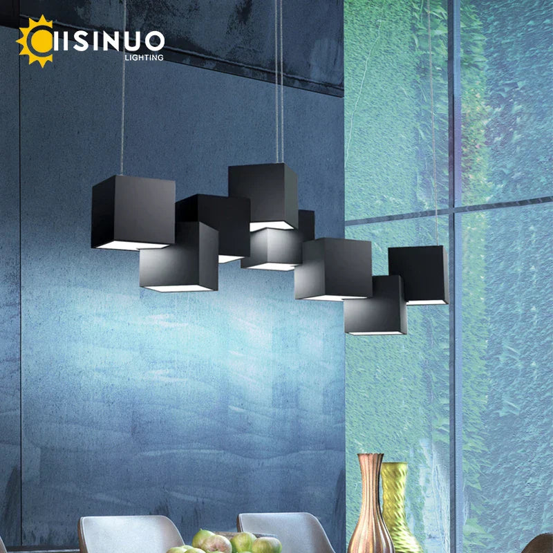 LED Cube Chandelier for Living, Kitchen, Dining Room Lighting