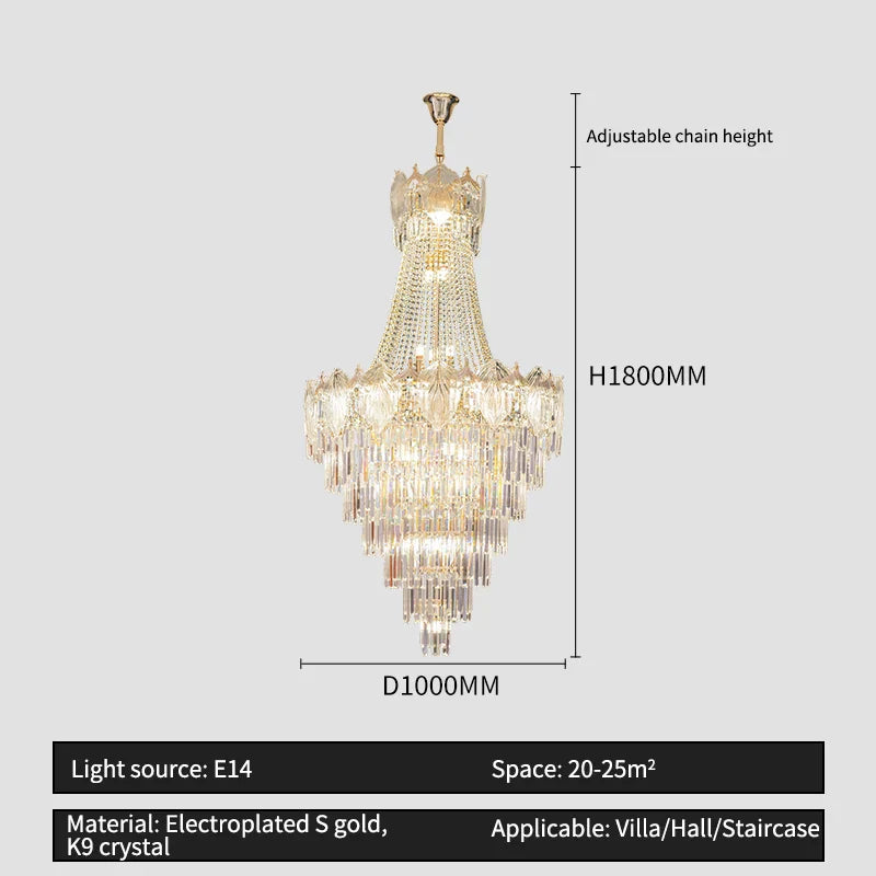 Elegant Crystal Duplex Chandelier for Livingroom, Hotel, and Villa