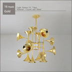 Gold Flared Trumpet Chandelier for Kitchen, Hall, Study, Drawing Room