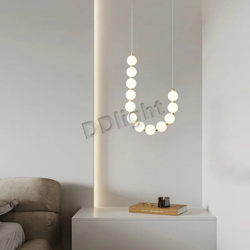Modern LED Copper Ceiling Chandelier White Ball Pendant Light Fixtures
