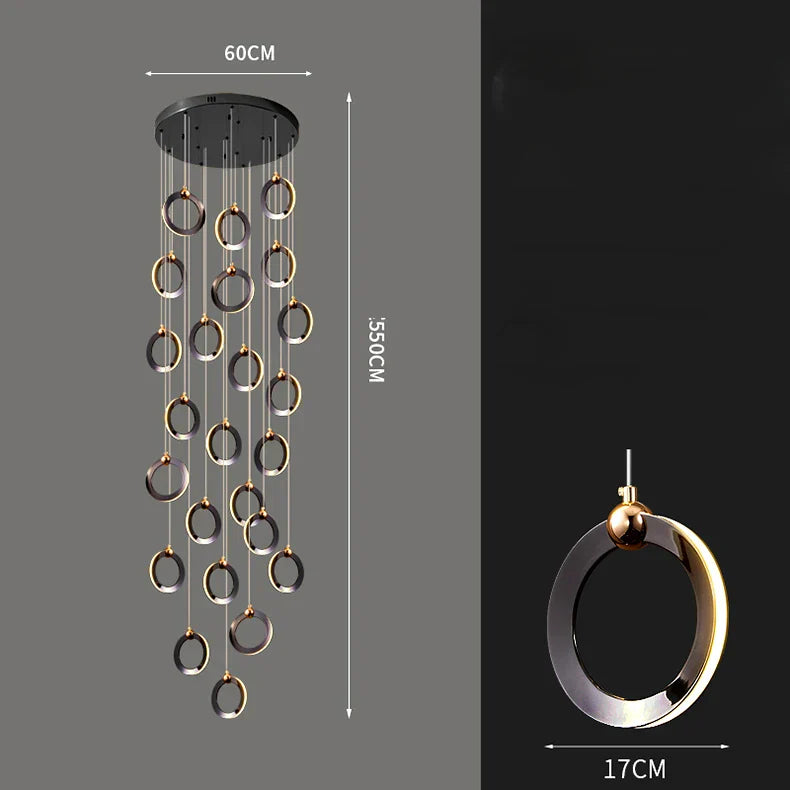 Crystal Chandelier Stair Pendant, Modern Living Room Lighting, Interior Home Decoration