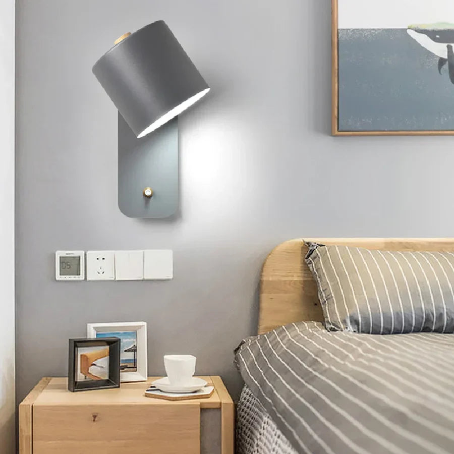Rotatable Macaron Wall Sconce with Switch - Modern Nordic Design for Home Lighting