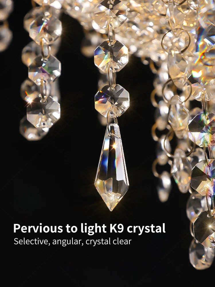Young Luxury Crystal Chandelier Light for Living Room and Lobby