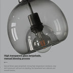 Smoke Gray Glass Pendant Lights: Minimalist Nordic LED Industrial Hanging Lamp