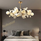 Ginkgo Leaf LED Ceiling Chandelier for Bedroom, Living, Dining Room