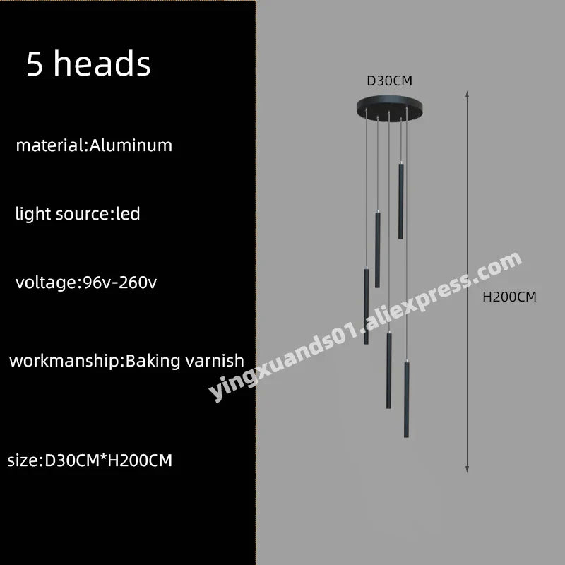 LED Chandelier Stairs Pendant Ceiling Lamp for Hotel Lobby Decor