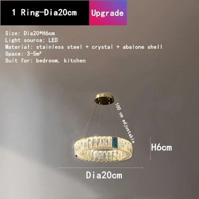 Crystal LED Chandelier for Kitchen Dining Room Duplex Villa Lighting Fixtures