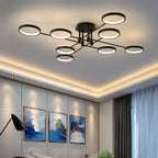 Modern LED Chandelier Black Aluminum Ceiling Light with Remote Control