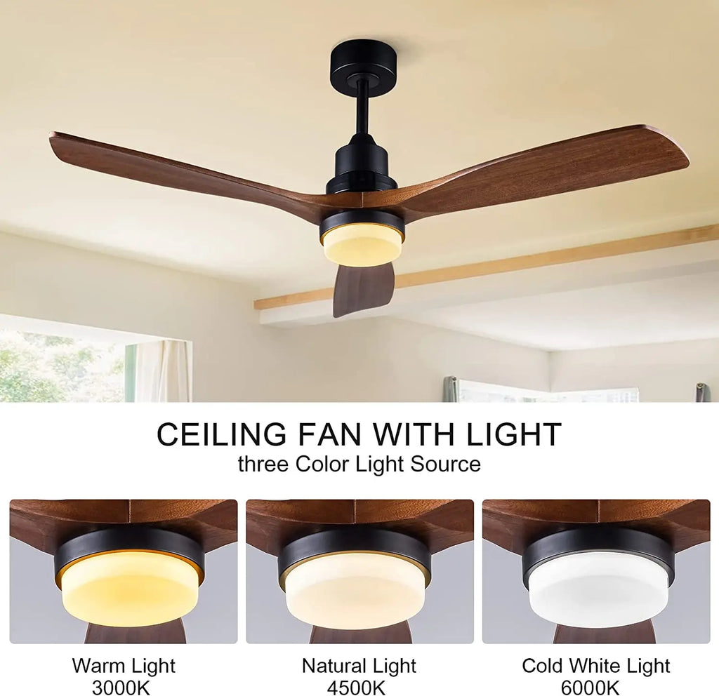 Retro Black Ceiling Fan with Light and Control for Home, Bedroom, Dining Room, Lounge