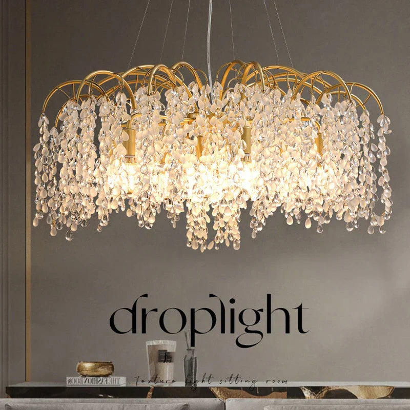 Crystal Led Chandelier Golden Luxury Living Room Ceiling Lamp