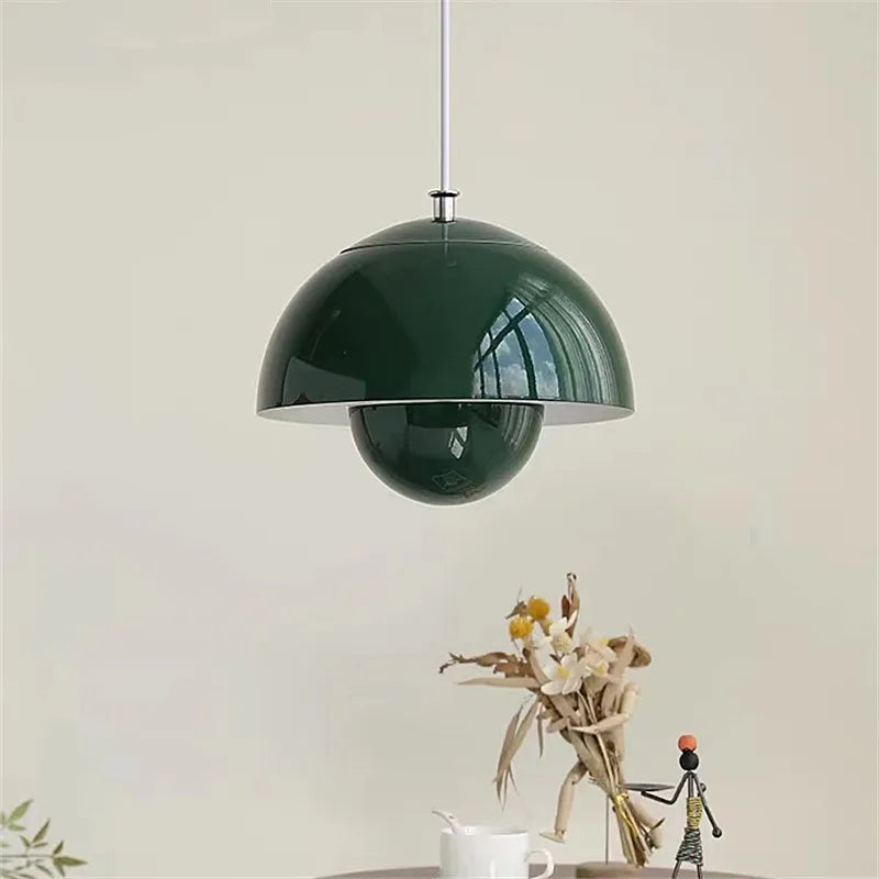 Designer Flower Bud Pendant Light for Restaurant Bedroom in Coloured Glass