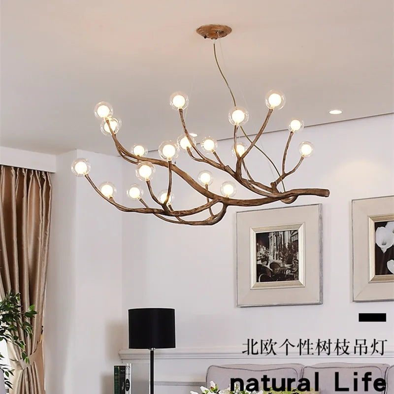 Nordic Branch Chandelier Modern Magic Bean Molecular Bedroom Lighting