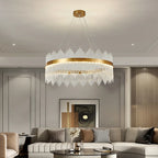 Crystal Rod Round Chandelier: Modern Nordic Light for Living Room, Bedroom, Dining Room, Kitchen