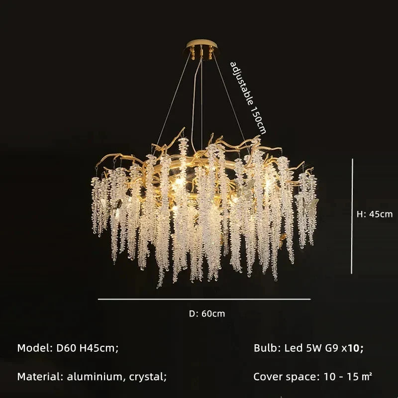 Gold Aluminium Branch Pendant Light Chandelier for Modern Dining Room Decor