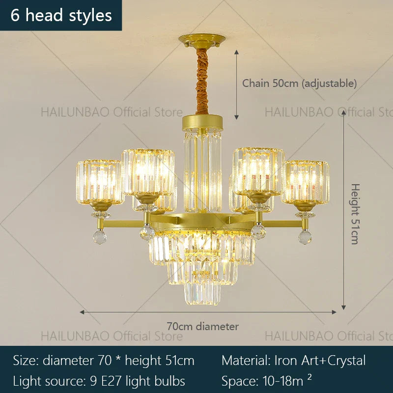 Crystal Chandelier: Elegant Light Luxury Villa Bedroom Living Room Lamp