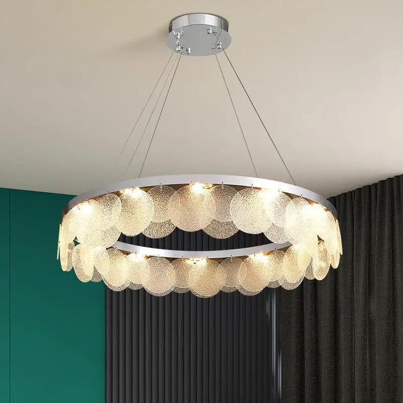 Modern Chrome Steel Ceiling Chandelier: Stylish LED Ceiling Lights for Living Room Décor