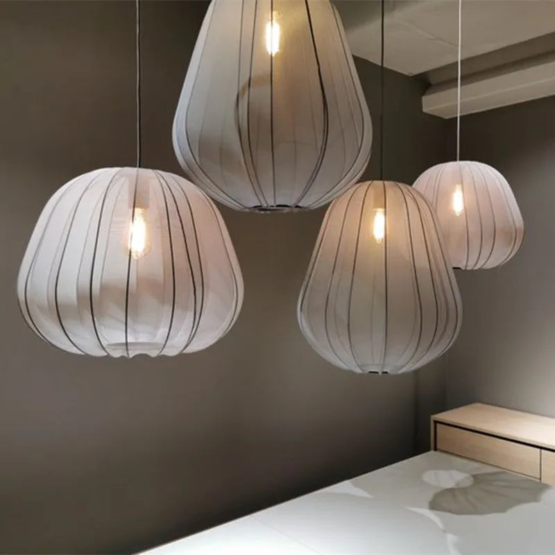 Silk Lantern Pendant Lamp for Living Room, Bedroom, and Restaurant