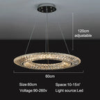 LED Crystal Chandelier: Elegant Light Luxury Golden Ceiling Art Ring for Living Room