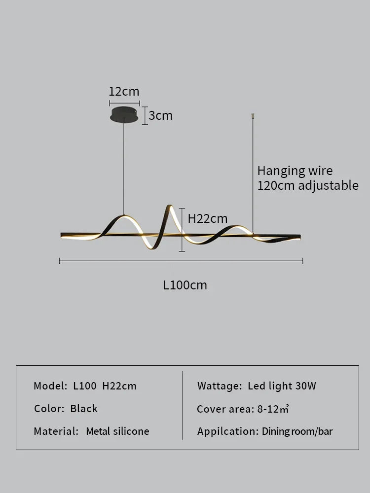 Water Ripple LED Pendant Lights: Modern Minimalist Dining Room Bar Hanging Lamp Fixtures