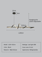 Water Ripple LED Pendant Lights: Modern Minimalist Dining Room Bar Hanging Lamp Fixtures