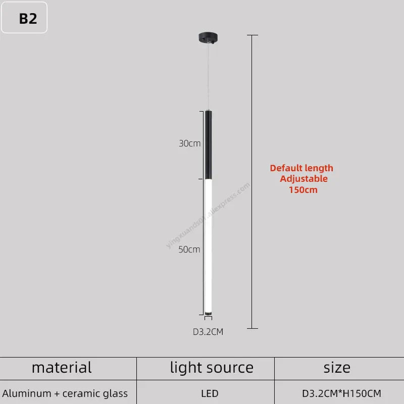 Modern LED Black/Gold Bar Chandelier Horizontal Pendant Light