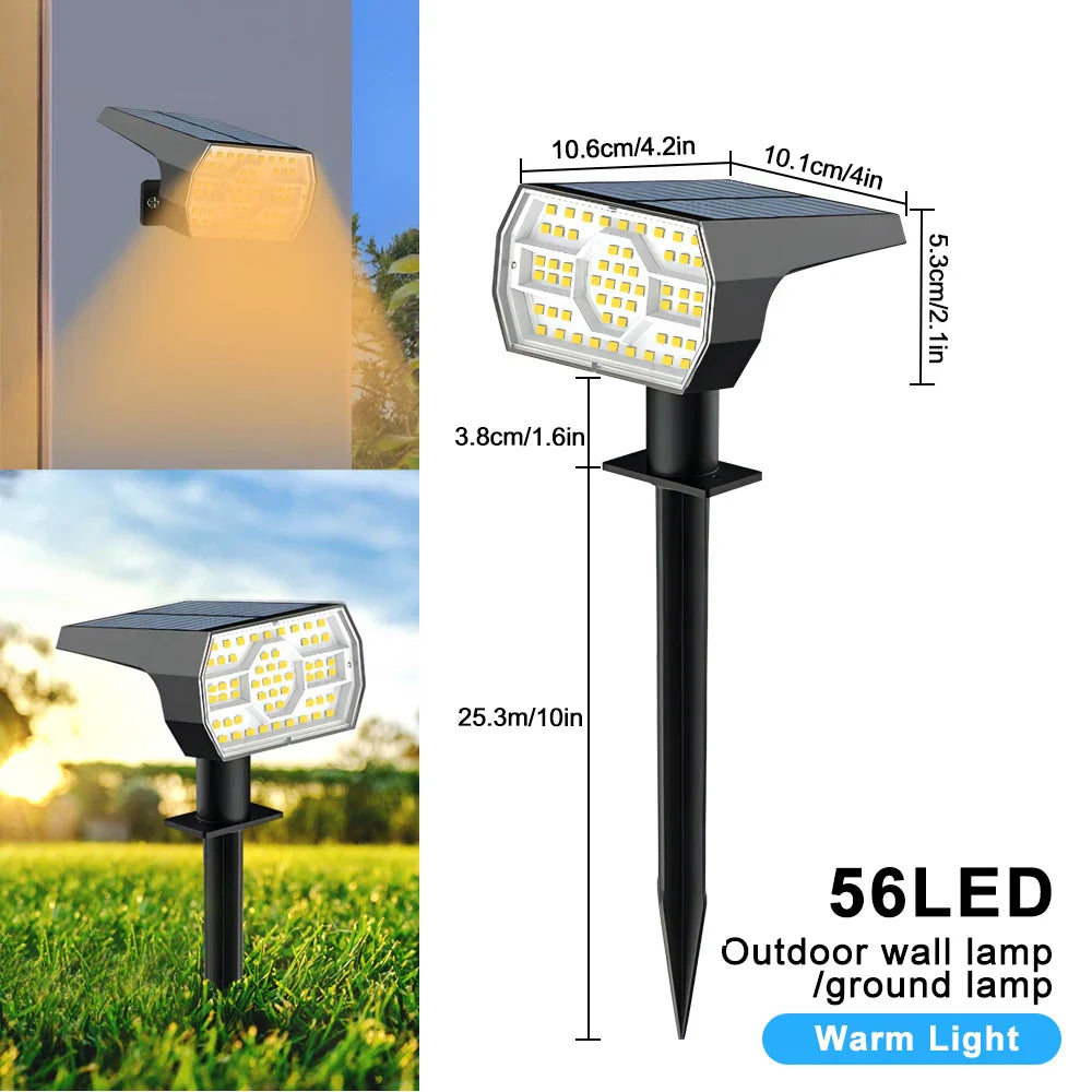 Solar Landscape Light: 50LED Outdoor Waterproof Garden Spotlight with 3 Color Modes