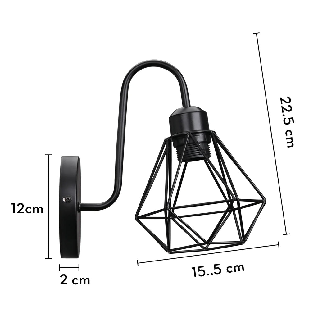 Vintage LED Wall Light Retro Loft Sconce E27 Iron Cage Lampshade