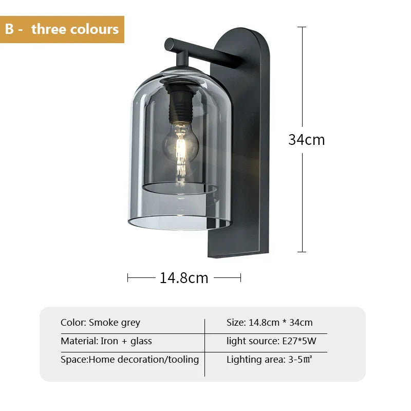 Double Glass Wall Art Light - Luxury Nordic Style for Bedroom and Aisle Decor