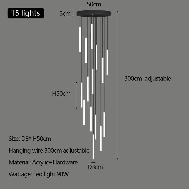 Acrylic Stair Pendant Lights for Modern Villa Decor - Duplex Loft LED Chandelier