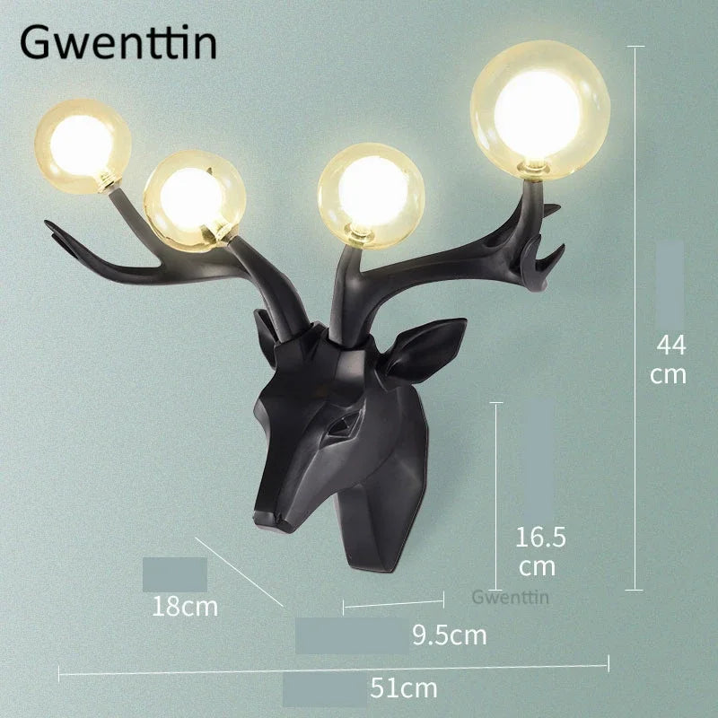 Resin Antlers Wall Sconce: Modern LED Deer Light Fixture for Home Decor