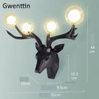 Resin Antlers Wall Sconce: Modern LED Deer Light Fixture for Home Decor
