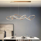 Rose Gold LED Chandeliers - Modern Circle Rings Hanging Lights Fixtures