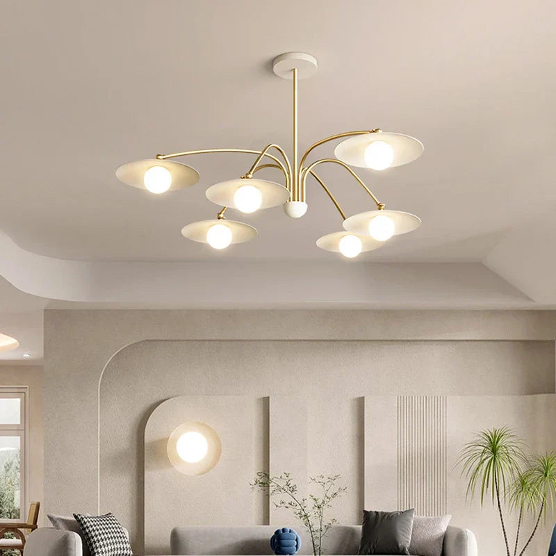Nordic White Iron LED Chandelier with Hanging Pendant Lighting