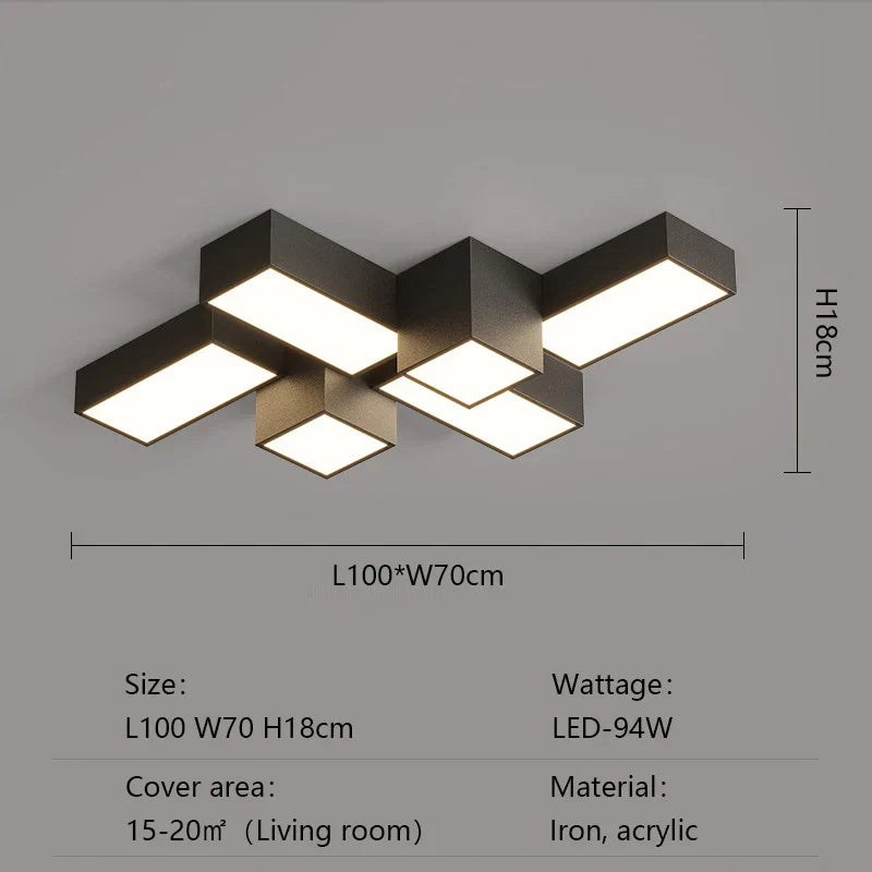 Modern Minimalist Square LED Ceiling Lamp Creative Geometry Light Home Decor Lighting