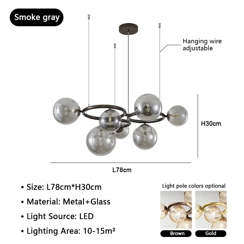 Nordic Glass Chandelier Luxury Pendant Lamps for Living Dining Bedroom