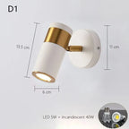 Adjustable Nordic LED Wall Lamp for Bedroom, Modern Minimalist Rotating Light