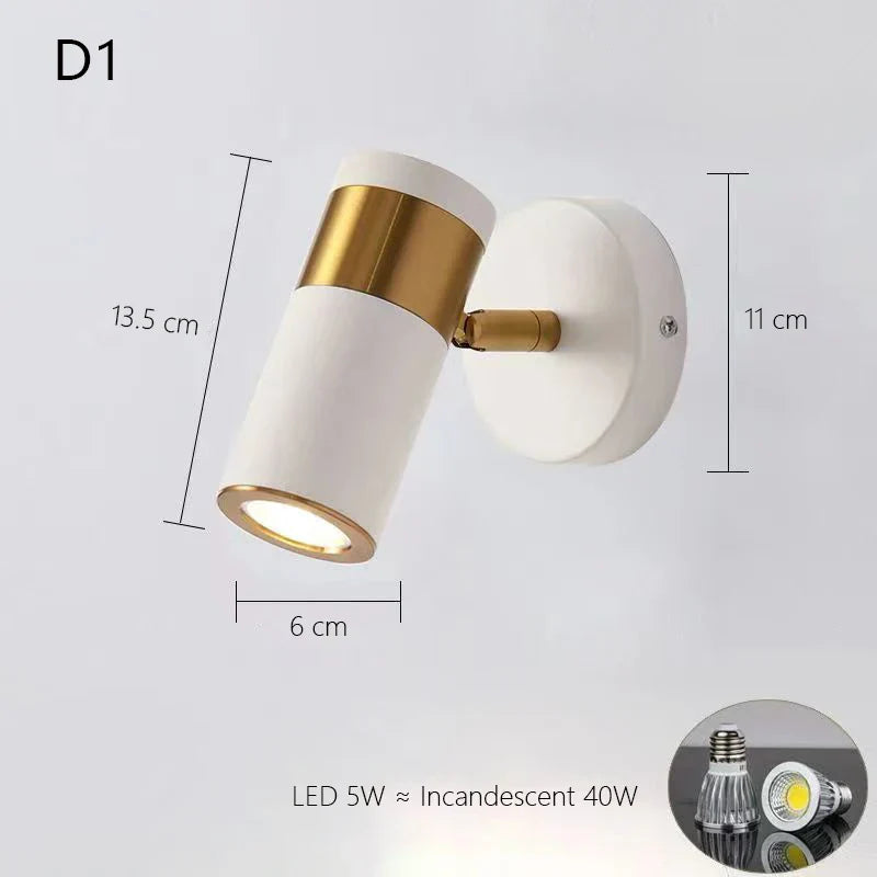 Adjustable Nordic LED Wall Lamp for Bedroom, Modern Minimalist Rotating Light