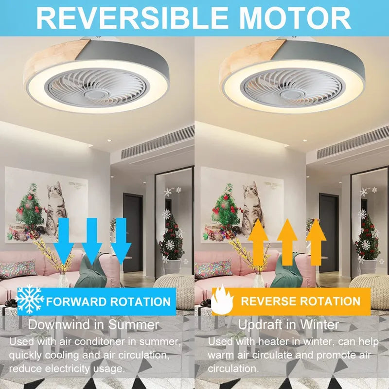 Modern Wood Ceiling Fan Light with Remote Control Dimmable 3 Colors