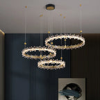 Gold Crystal Ring Chandelier Pendant Light, Luxury Modern Design for Home Décor