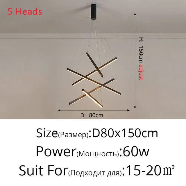 Aluminum Ceiling Chandelier: LED Changeable Shape Stair High-Rise Indoor Lighting