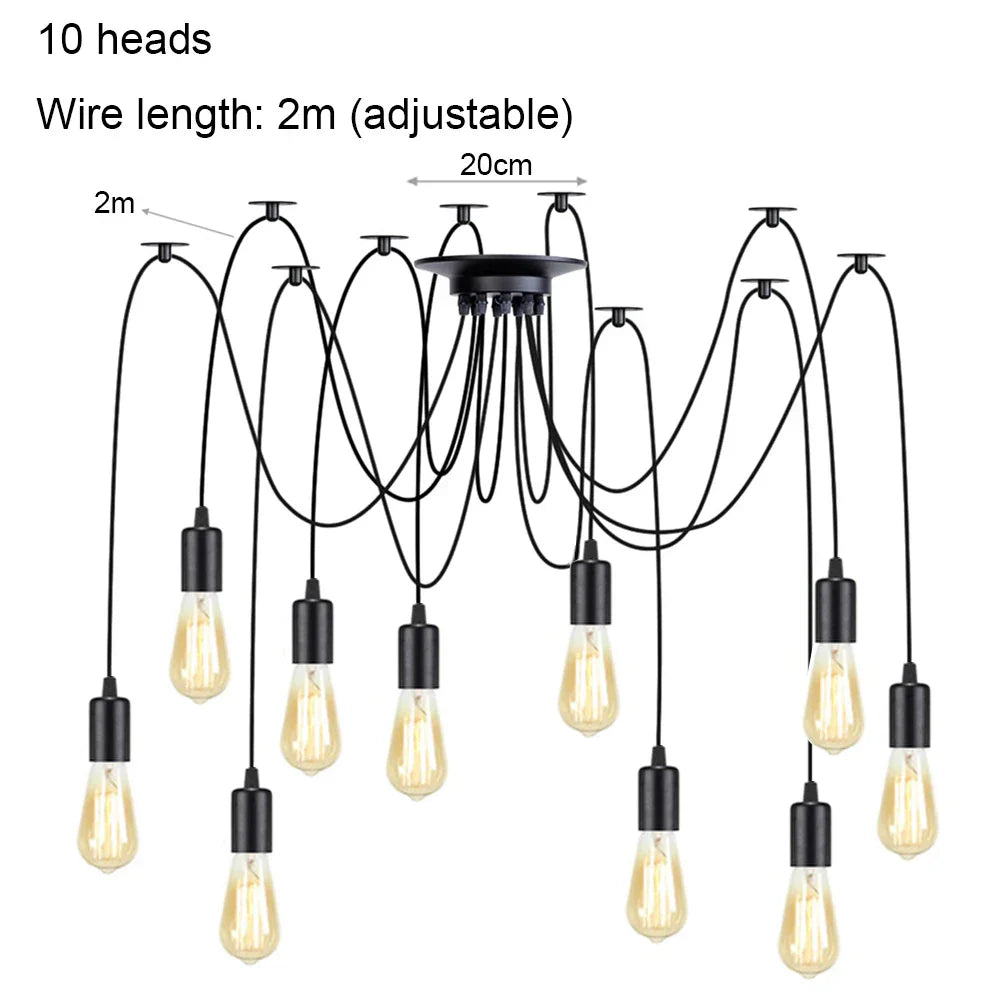 Spider Pendant Lights: Vintage Industrial Hanging Chandelier for Bar, Cafe Decor