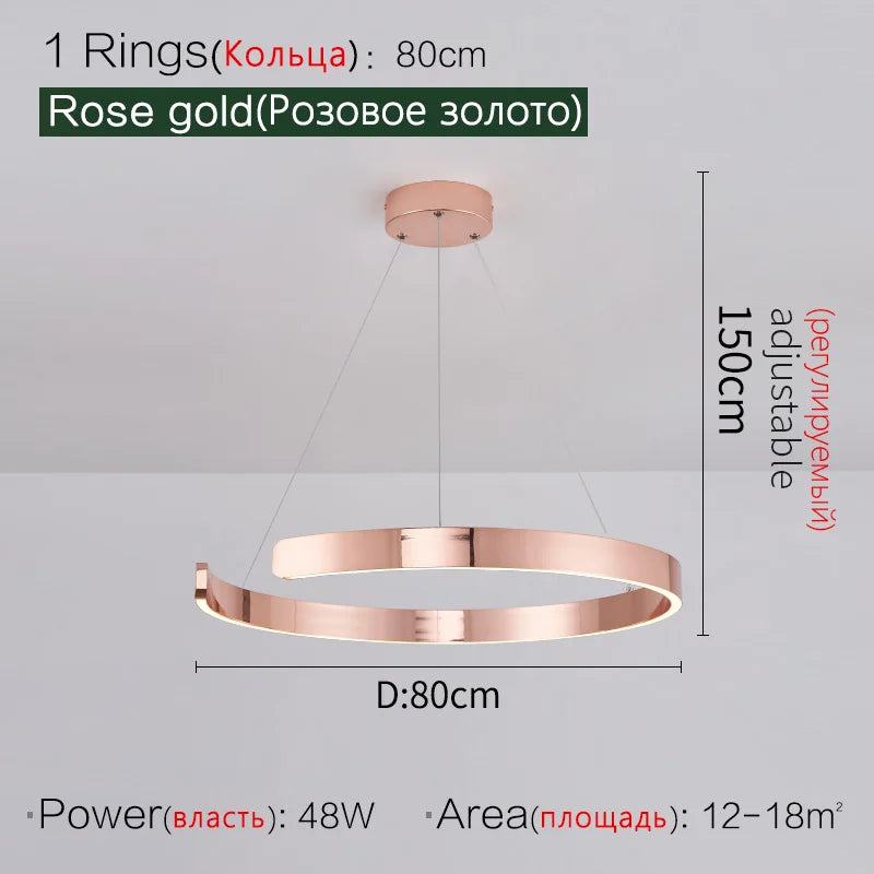 Round Ring LED Chandelier for Dining Room Bedroom Living Room Modern Nordic Decor