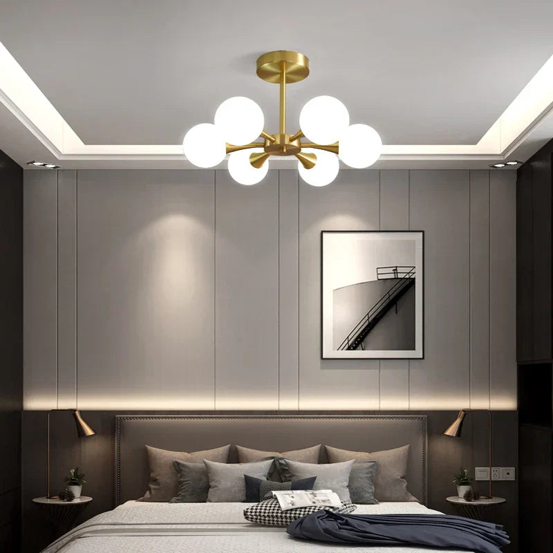 Nordic Glass Ball LED Chandelier for Bedroom Dining Room.
