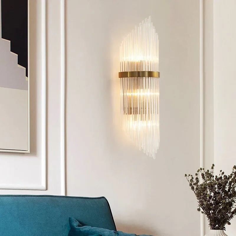 Crystal Gold LED Wall Sconce for Bedroom Living Room Home Decoration