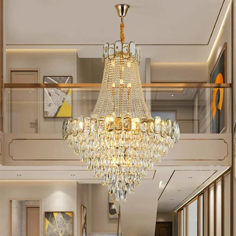 Luxury Crystal Chandelier LED Light Living Room Suspension Luminaire