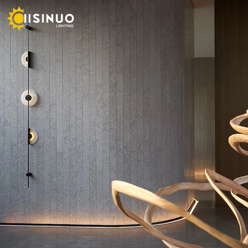 LED Marble Wall Lights - Black Metal Sconces for Living Room, Stairs & Aisle