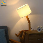 Solid Wood Doll LED Table Lamp for Bedroom Study Living Room
