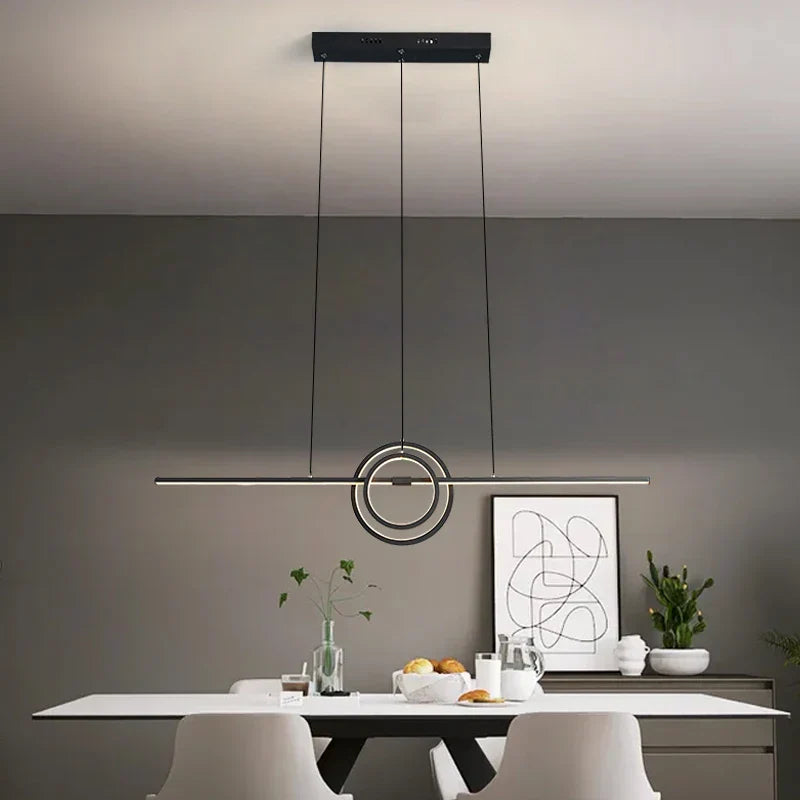 Modern LED Chandelier Remote Control Dimmable Hanging Lamp for Dining Room Kitchen