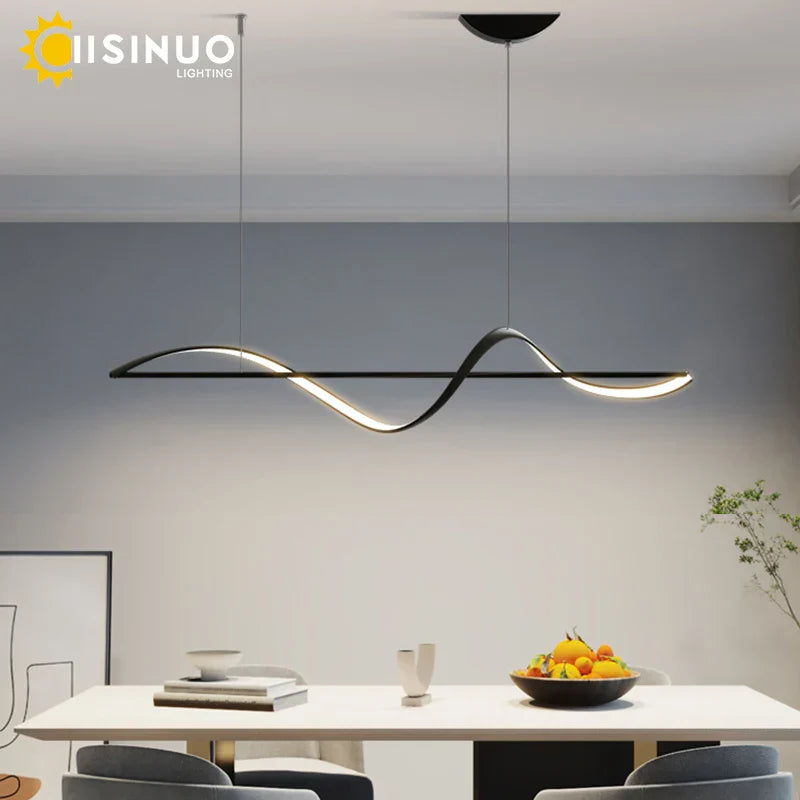 Dimmable LED Linear Chandelier Pendant for Kitchen Bedroom Dining Room